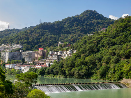 Sunny view of the nature landscape of Zhitan, Xindian District at Taiwanのeditorial素材