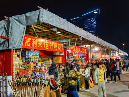 Macau, FEB 9 2013 - Night view of the Taipa firworks areaのeditorial素材
