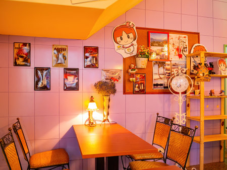 Taiwan, MAR 23 2013 - Interior view of the cute Moon Cafeのeditorial素材