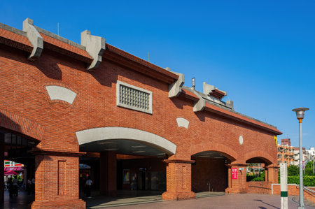Taipei, FEB 11 2010 - Sunny view of the Tamsui subway stationのeditorial素材