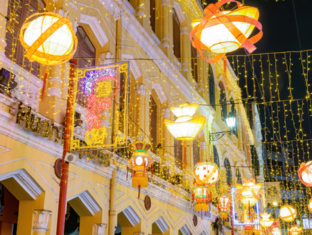 Macau, FEB 10 2013 - Night view of the Senado Squareのeditorial素材