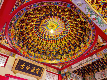 Taiwan, MAR 23 2013 - The special ceiling in the Wenwu Templeのeditorial素材