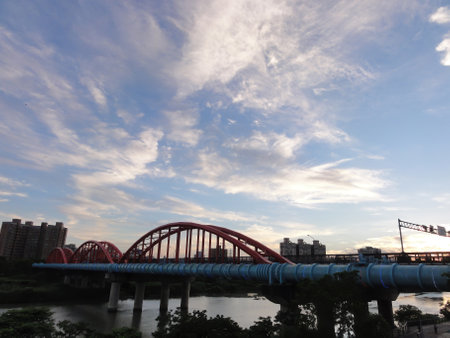 Taiwan, JUL 17 2010 - Beautiful landscape around Yongfu Bridgeのeditorial素材