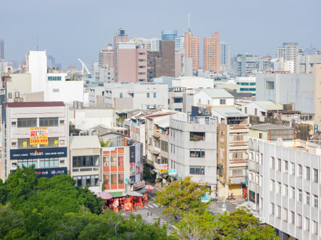 Tainan, JAN 5 2023 - Sunny exterior view of the garden of Tainan Art Museum Building 2のeditorial素材