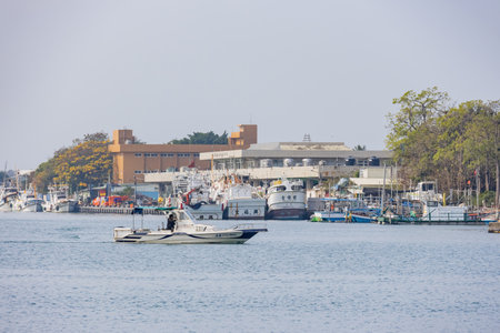 Tainan, JAN 5 2023 - Ship, boat in the Anping Fisherman's Wharfのeditorial素材