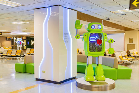 Taipie, JAN 9 2023 - Interior view of the Taipei Songshan Airportのeditorial素材