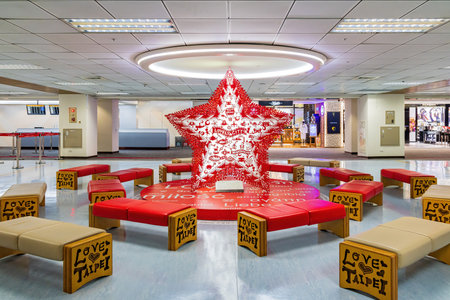 Taipie, JAN 9 2023 - Interior view of the Taipei Songshan Airportのeditorial素材