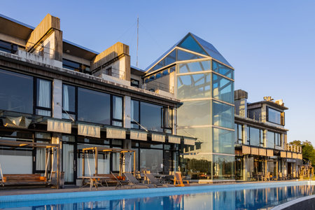 Yilan, DEC 22 2022 - Exterior view of the modern Stonbo hotelのeditorial素材