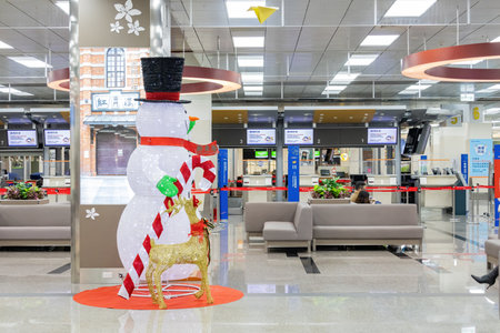 Taipie, DEC 15 2022 - Interior view of the Taipei Songshan Airportのeditorial素材
