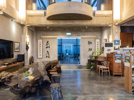 Yilan, DEC 22 2022 - Interior view of the Stonbo hotelのeditorial素材