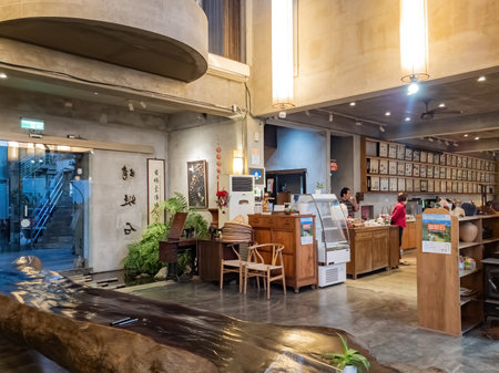 Yilan, DEC 22 2022 - Interior view of the Stonbo hotelのeditorial素材