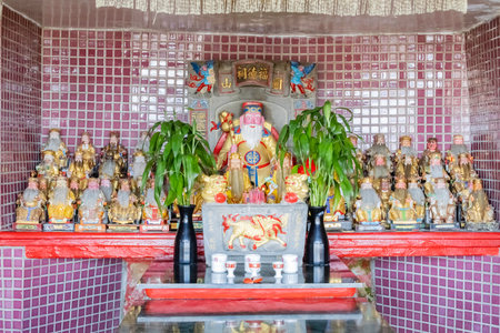 Taipei, DEC 19 2022 - Daytime view of a small local templeのeditorial素材