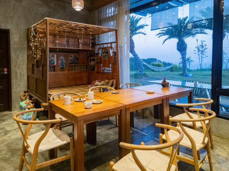 Yilan, DEC 22 2022 - Interior view of the Stonbo hotelのeditorial素材