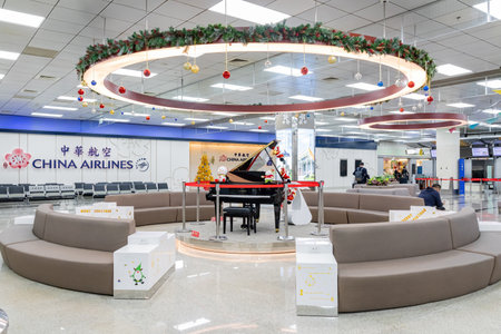 Taipie, DEC 15 2022 - Interior view of the Taipei Songshan Airportのeditorial素材