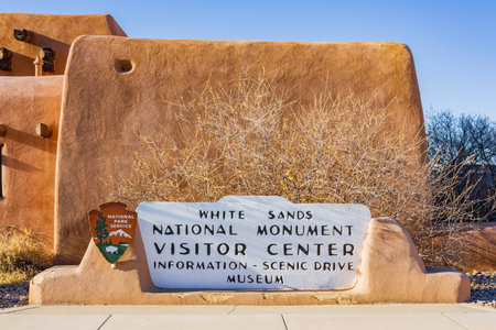 New Mexico, NOV 26 2022 - Pueblo building of the visitor center of White Sands National Parkのeditorial素材