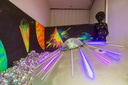New Mexico, NOV 24 2022 - Explore the fascinating world of extraterrestrial phenomena with a glimpse inside the International UFO Museum and Research Center, including its intriguing gift shopのeditorial素材