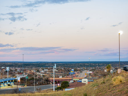 New Mexico, NOV 27 2022 - Sunset cityscape of Santa Rosaのeditorial素材