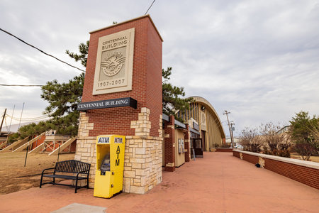Oklahoma, JAN 15 2023 - Overcast view of Centennial Building Oklahoma State Fair Groundsのeditorial素材