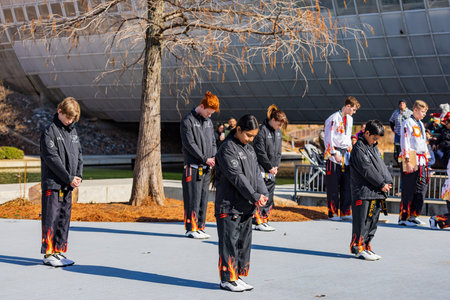 Oklahoma, JAN 21 2023 - Sunny view of Korean Kung Fu performanec in Lunar New Year Festivalのeditorial素材