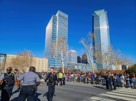 Oklahoma, JAN 15 2023 - A picturesque view of the Martin Luther King Jr. Day parade taking place in the downtown area of Oklahoma Cityのeditorial素材