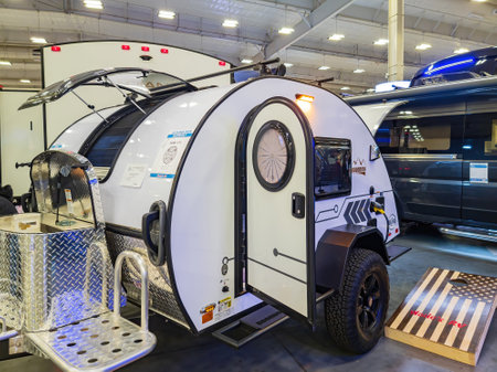 Oklahoma, JAN 15 2023 - Luxury camper display in the Boat and RV Showのeditorial素材