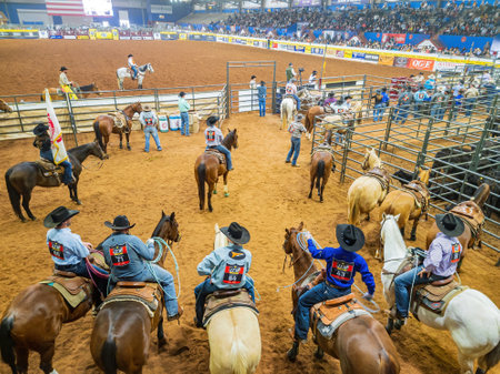 Oklahoma, JAN 15 2023 - International Finals Rodeo happen in the Lazy E Arenaのeditorial素材