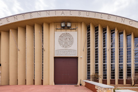 Oklahoma, JAN 15 2023 - Overcast view of Centennial Building Oklahoma State Fair Groundsのeditorial素材