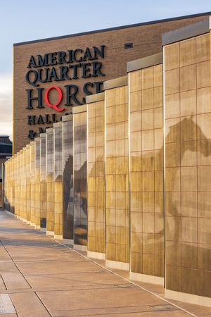 Texas, NOV 23 2022 - Sunset view of the American Quarter Horse Hall of Fame and Museumのeditorial素材