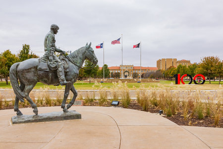 Texas, NOV 23 2022 - Overcast view of the campus of Texas Tech Universityのeditorial素材