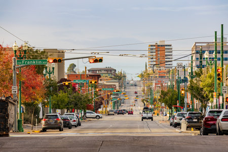 Texas, NOV 25 2022 - Overcast view of the cityscape of El Paso downtownのeditorial素材