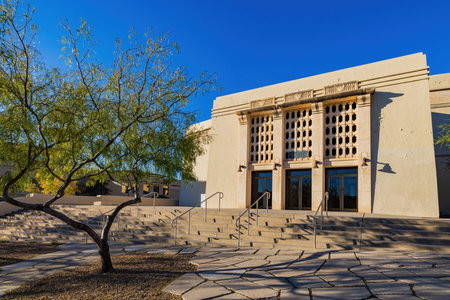 Texas, NOV 26 2022 - Sunny exterior view of the Magoffin Auditorium of The University of Texas at El Pasoのeditorial素材
