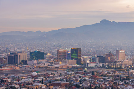 Texas, NOV 25 2022 - High angle view of the beautiful El Paso cityのeditorial素材