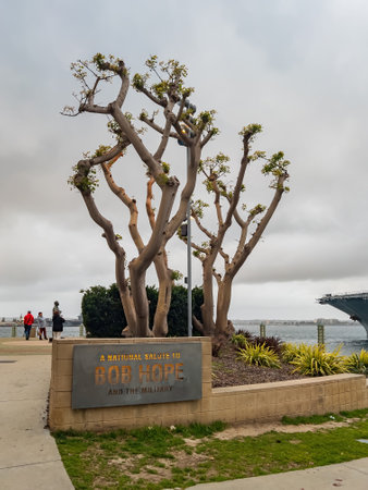 San Diego, FEB 21 2023 - Overcast view of the sign of National Salute to Bob Hope and the Militaryのeditorial素材