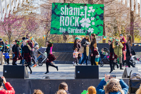 Oklahoma, MAR 17 2023 - Irish dance in Myriad Botanical Gardens during St. Patrick's Dayのeditorial素材