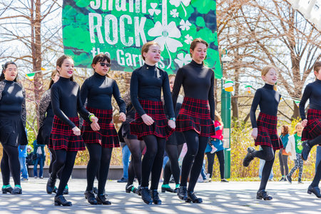 Oklahoma, MAR 17 2023 - Irish dance in Myriad Botanical Gardens during St. Patrick's Dayのeditorial素材