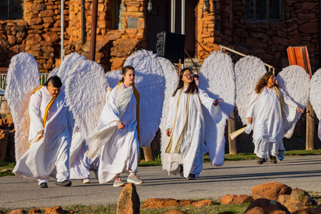 Oklahoma, APR 1 2023 - People preparing for the easter Pageant at Wichita Mountains National...