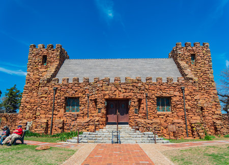 Oklahoma, APR 1 2023 - Sunny view of the easter Pageant in Wichita Mountains National Wildlife Refugeのeditorial素材