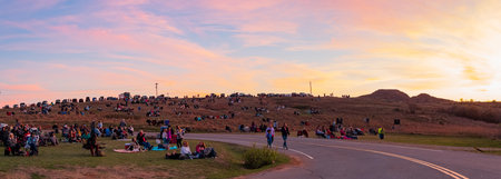 Oklahoma, APR 1 2023 - Many people waiting for the easter Pageantのeditorial素材