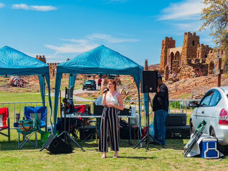 Oklahoma, APR 1 2023 - Sunny view of the easter Pageant in Wichita Mountains National Wildlife Refugeのeditorial素材