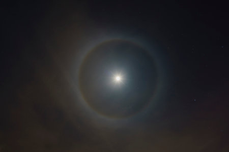 Night view of the moon halo at Californiaの写真素材
