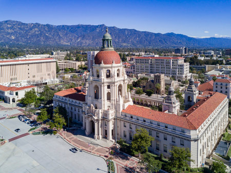 Aerial view of the Pasadena City Hall at Californiaのeditorial素材