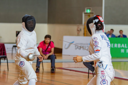 Taiwan, MAR 22 2013 - Fencing competition of The National Gamesのeditorial素材