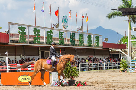 Taiwan, MAR 22 2013 - Sunny view of the equestrian in The National Gamesのeditorial素材