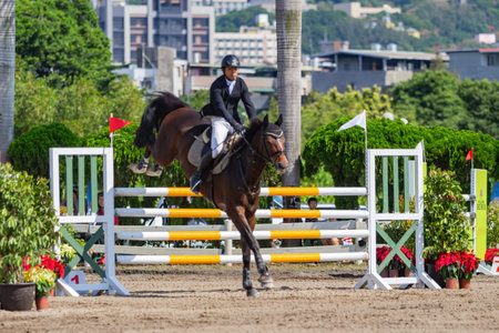 Taiwan, MAR 22 2013 - Sunny view of the equestrian in The National Gamesのeditorial素材