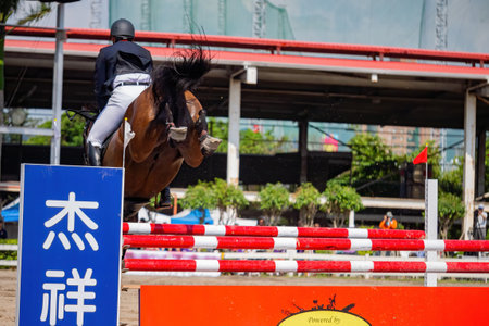 Taiwan, MAR 22 2013 - Sunny view of the equestrian in The National Gamesのeditorial素材