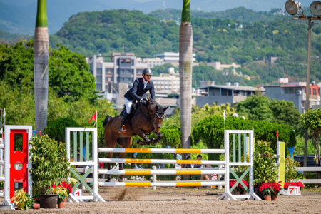 Taiwan, MAR 22 2013 - Sunny view of the equestrian in The National Gamesのeditorial素材
