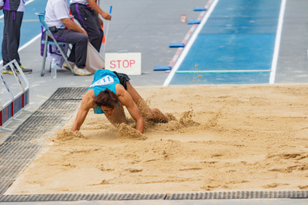 Taiwan, MAR 23 2013 - Long jump in The National Gamesのeditorial素材