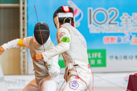 Taiwan, MAR 22 2013 - Fencing competition of The National Gamesのeditorial素材