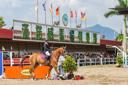 Taiwan, MAR 22 2013 - Sunny view of the equestrian in The National Gamesのeditorial素材
