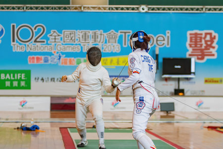 Taiwan, MAR 22 2013 - Fencing competition of The National Gamesのeditorial素材